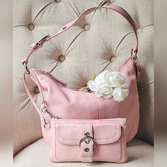Coach Soho Cresent Hobo Shoulder Bag & Wristlet Set ( Light